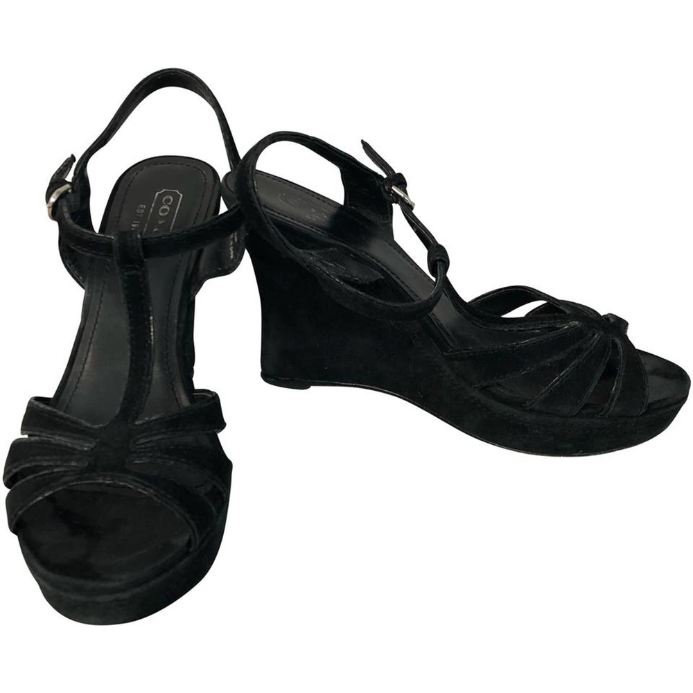 COACH LEATHER WEDGES PLATFORM SANDALS 7 M